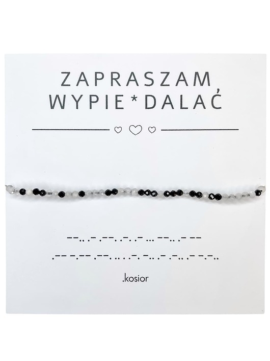 bransoletki na sznurku Bransoletka z alfabetem Morse Agat, Księżycowy
