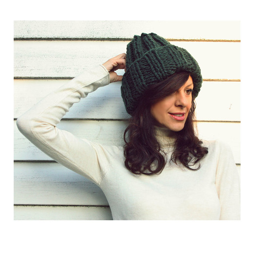 Czapka beanie  z wełną w kolorze zielonym Mademoiselle Patrini