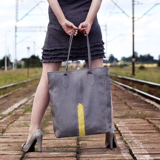 PILLAR - duża torba - shopper - szary i żółty incat