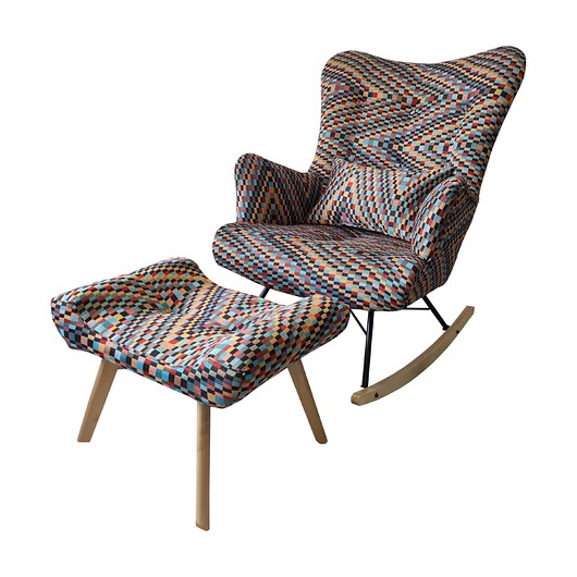 fotele Fotel skandynawski bujany z podnóżkiem Barcelona