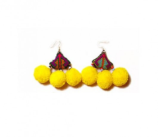 Koczyki etniczne Mien YELLOW Bright Boho old
