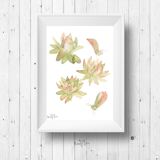 Plakat skandynawski 30x40 cm - Sukulenty Merely Susan