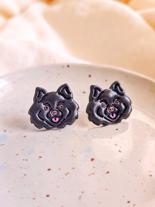kolczyki z masy plastycznej Kolczyki pieski retriever terrier Pomeranian Schipperke akcesoria z psami