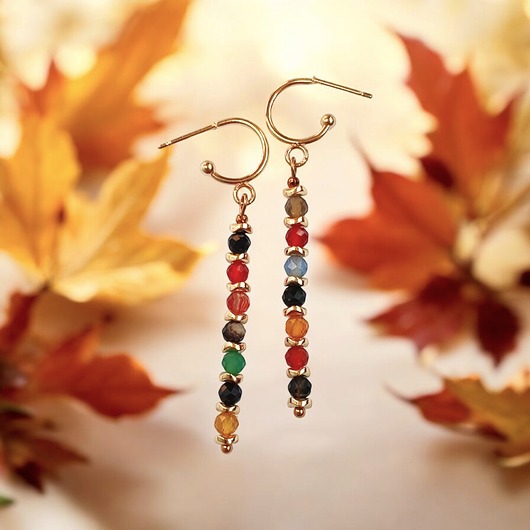 kolczyki z kamieniami Jesienne patyczaki : długie kolczyki : agat, ozdobne sztyfty