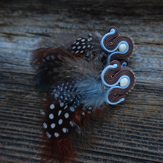 kolczyki soutache Kolczyki soutache z piórkami