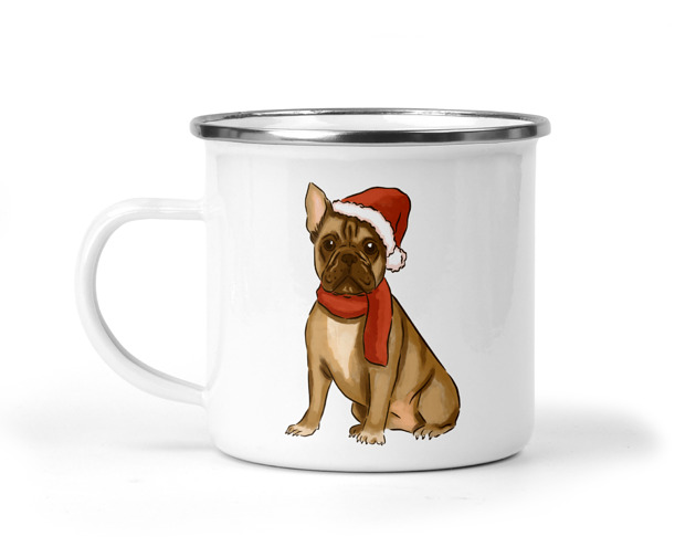 kubki Kubek metalowy z nadrukiem pies buldog II