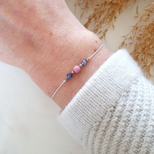 Bransoletka z rodonitem i iolitem LEI handmade 