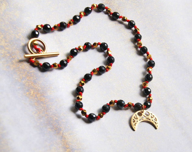 chokery Choker OCHRONNY naszyjnik : turmalin & lunula