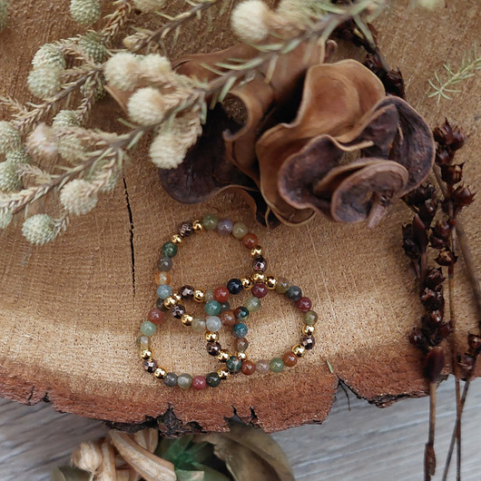 pierścionki elastyczne Pierścionek z agatem i hematytem