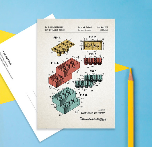 Plakat Klocki Lego - pocztówka minimalmill