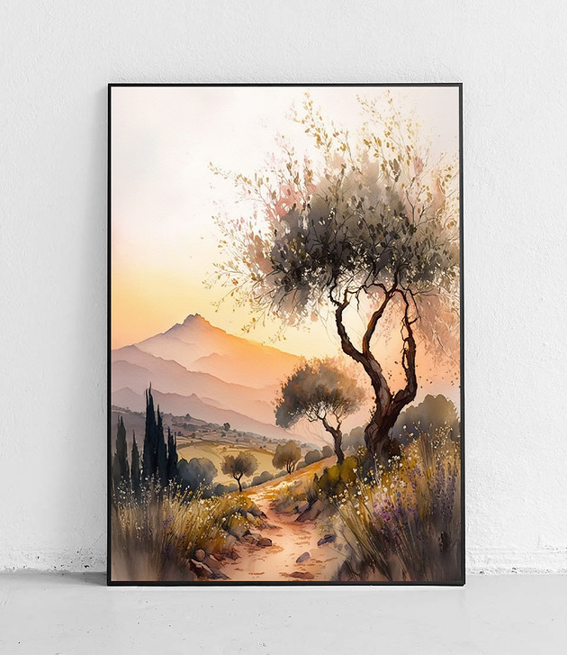 plakaty Plakat Samotne drzewo o zmierzchu