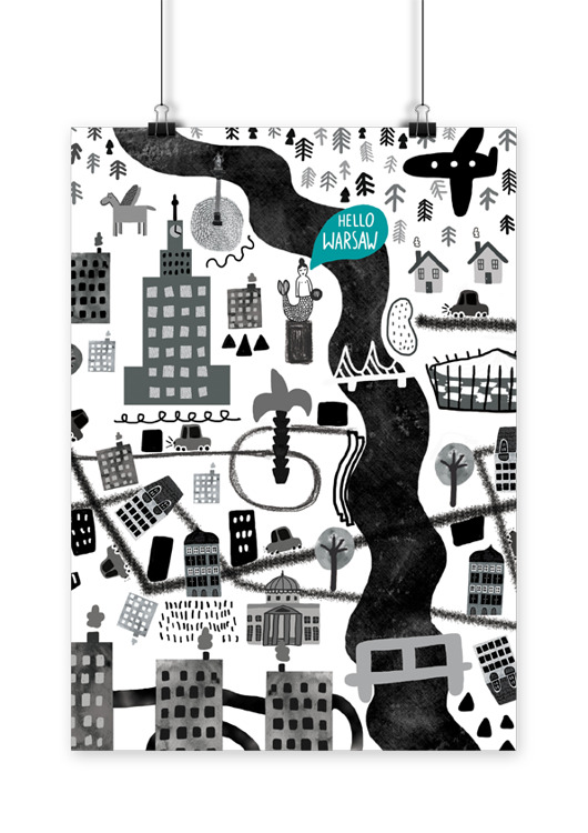plakaty Plakat Warszawa Mapa