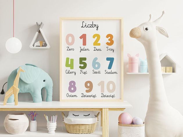 obrazy i plakaty do pokoju dziecięcego PLAKAT, OBRAZEK Montessori liczby