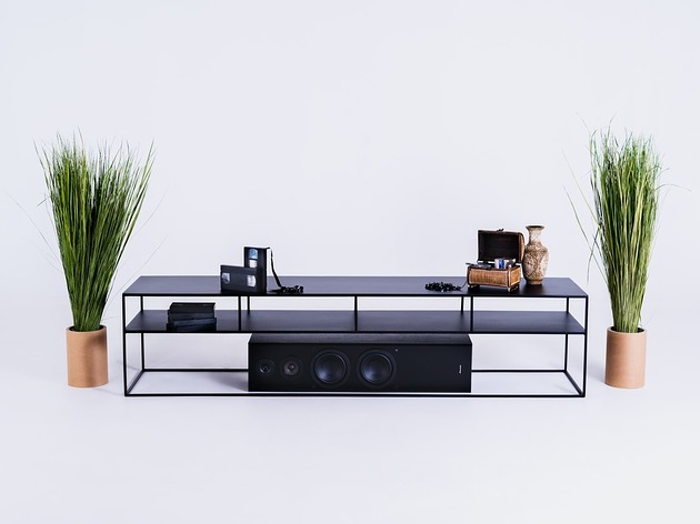 komody i szafki Stolik regał konsola RTV TENSIO 2 FLOOR METAL 200 cm - czarny
