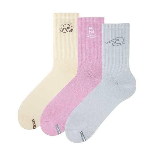 skarpetki damskie Zestaw skarpetek bawełnianych 3 pary długie, pastelowe, surferskie, unisex