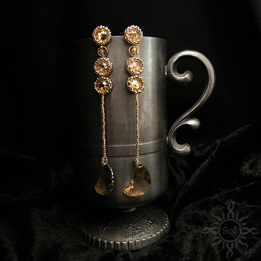 Księżyce golden shadow, kolczyki, kryształ Swarovski Sol