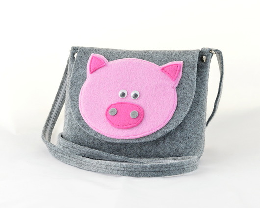 Torebka Dziecięca - Różowa Świnka na Szarym Green Sheep