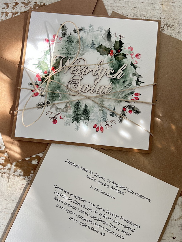 kartki świąteczne Wyjątkowa ręcznie robiona kartka świąteczna na Boże Narodzenie