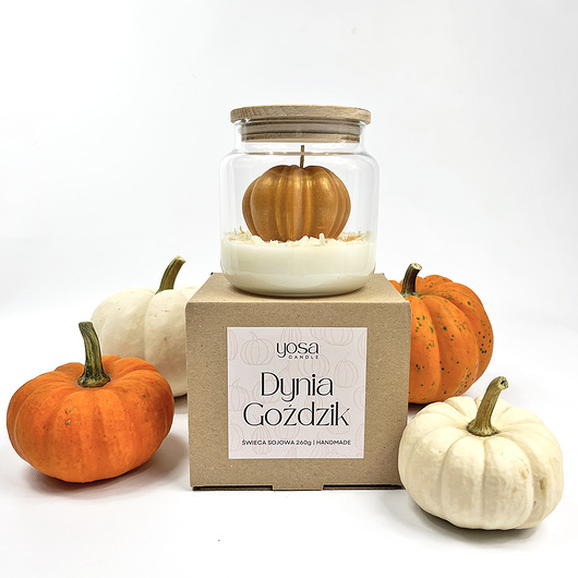 świece zapachowe Świeca Sojowa Ozdobna Dynia i Goździk 260g