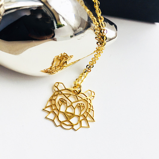 złote naszyjniki Naszyjnik tygrys, złoty tygrys origami-