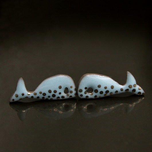 kolczyki ceramiczne Wieloryby/stal chirugiczna/