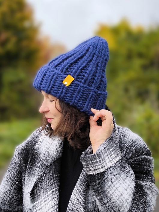 czapki damskie Wełniana czapka zimowa peruvian WOOLY ultramaryna