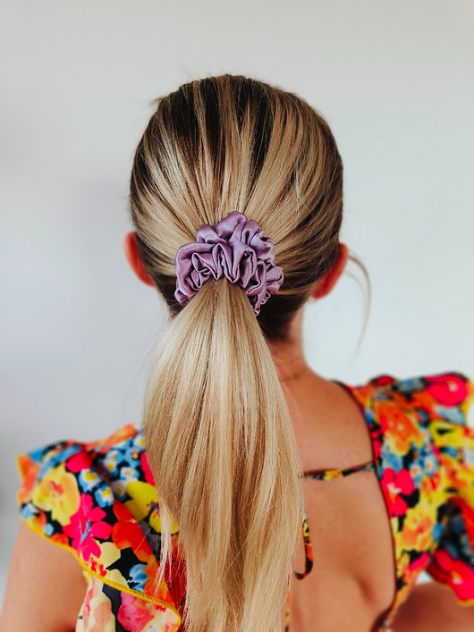 gumki do włosów Gumka jedwabna, scrunchie, frotka lavender pink MIDI