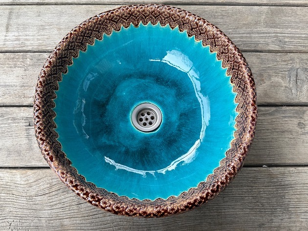 umywalki UM26 Umywalka ceramiczna, niebieska, okrągła