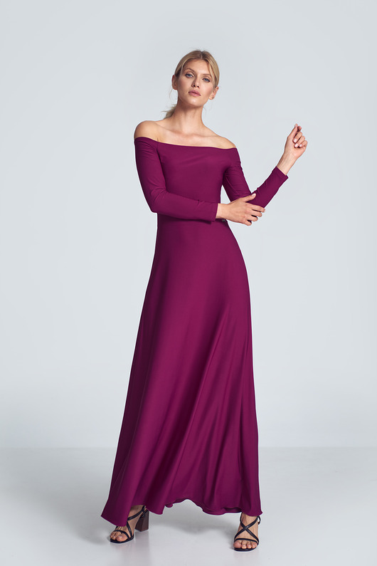 sukienki maxi damskie Elegancka długa sukienka hiszpanka z długim rękawem - M707