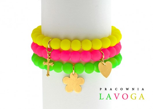 Neon green,yellow,pink & golden pendant. Lavoga