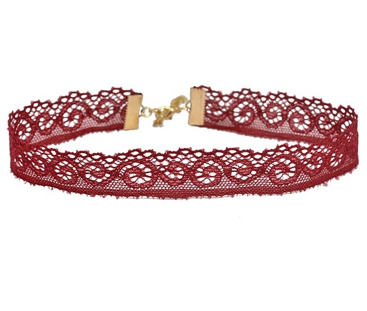 Choker -naszyjnik malinowa koronka 18mm ZOKO STORE
