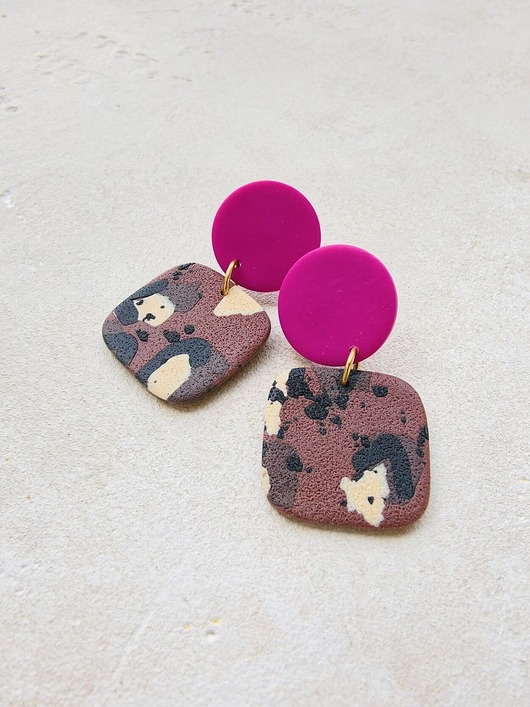 kolczyki z masy plastycznej Lekkie geometryczne kolczyki PANTERKI