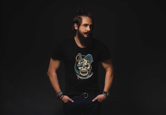 t-shirty męskie Koszulka organiczna z nadrukiem Sea Skull