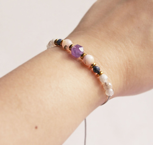 bransoletki z kamieni naturalnych RYBY - zodiac collection - SZAFIR, AMETYST, OPAL