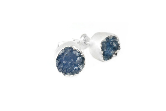 Earrings Agat Szaroniebieskie srebro Brazi Druse Jewelry