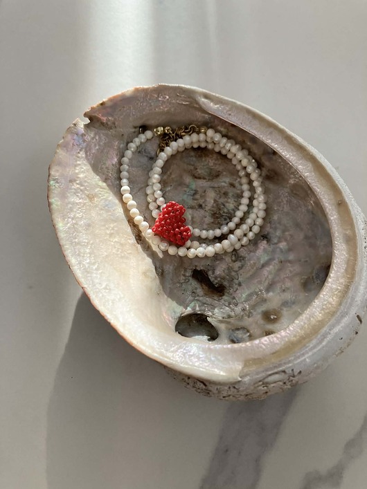 chokery MILA - Perły naturalne z sercem handmade