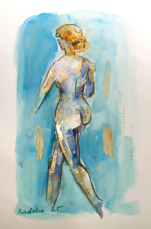 obrazy Lilka 79 - akwarela 16x24 cm unikat