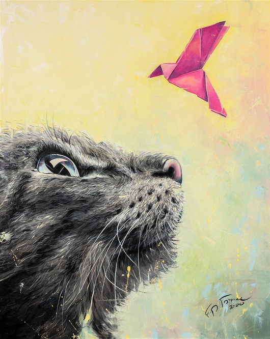 plakaty MIAU 40x50 Plakat na płótnie w ramie do pokoju dziecięcego kotek