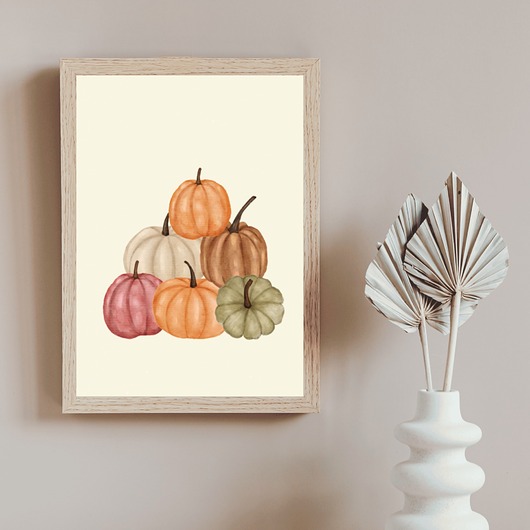 plakaty Plakat Jesienny Dynie na ścianę A3 Minimalistyczny Plakat nowoczesny