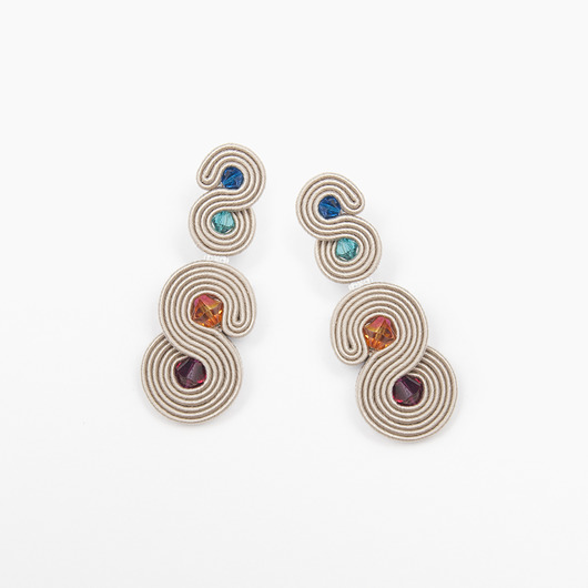 kolczyki soutache Kolczyki soutache - kolorowe kryształy