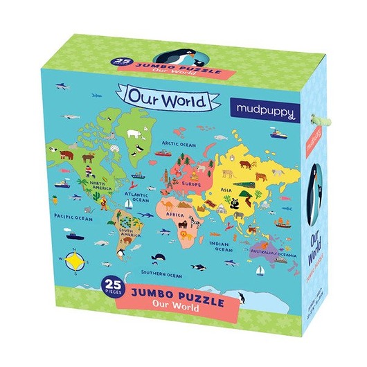 puzzle dla dzieci Puzzle podłogowe Mapa Świata 2+ Mudpuppy