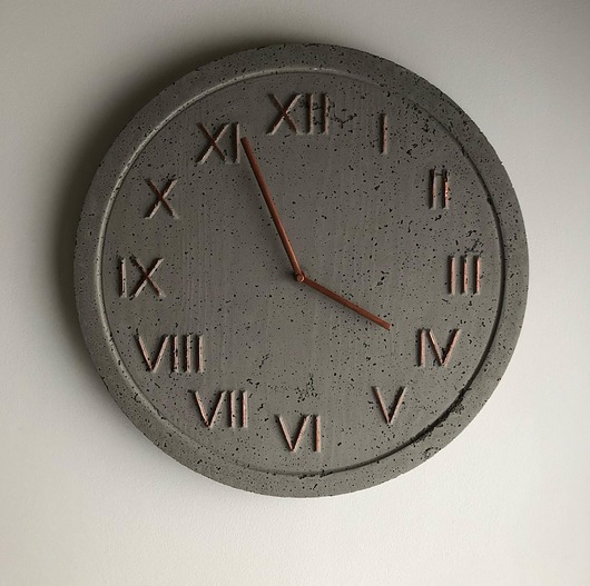 Zegar betonowy Roman Metallic Szary/Miedź Tesla Home Studio