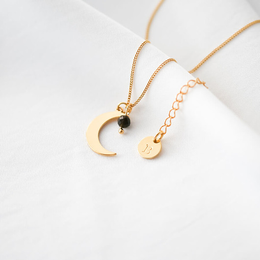 złote naszyjniki Naszyjnik Księżyc Z Obsydianem