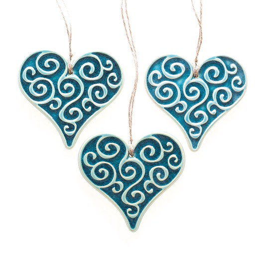ozdoby choinkowe Zawieszki serca turkusowe, w pudełku