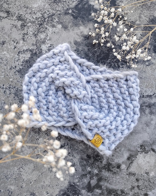 WOOLY opaska twist szara sploteka