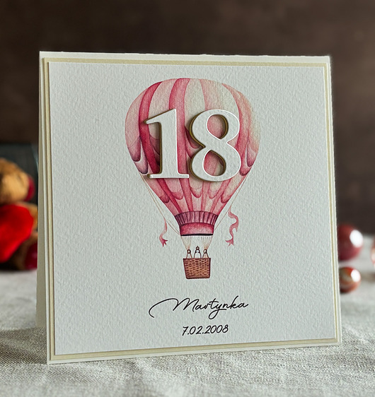 kartki scrapbooking Kartka na 18 urodziny z kopertą prezentową, BH 38