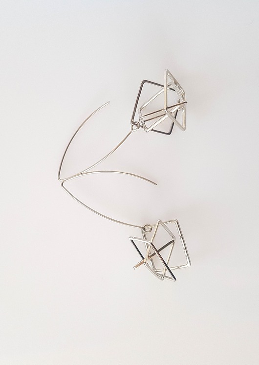 kolczyki z mosiądzu Kolczyki Geometric v silver