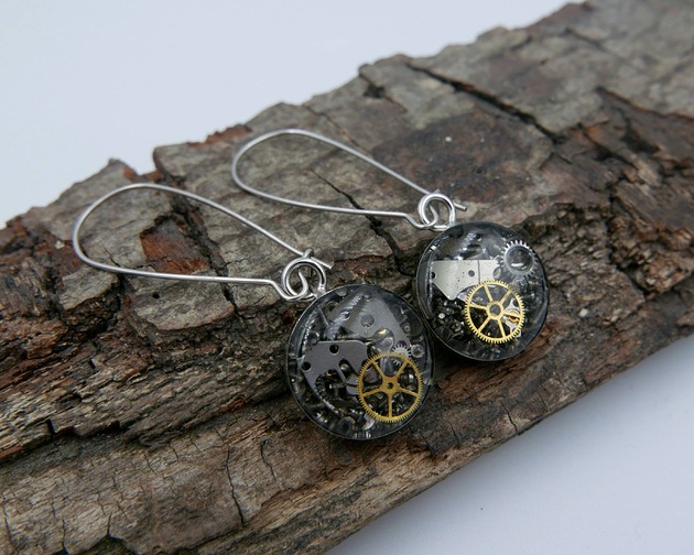 kolczyki z żywicy Mechaniczne kolczyki - Chaos 003