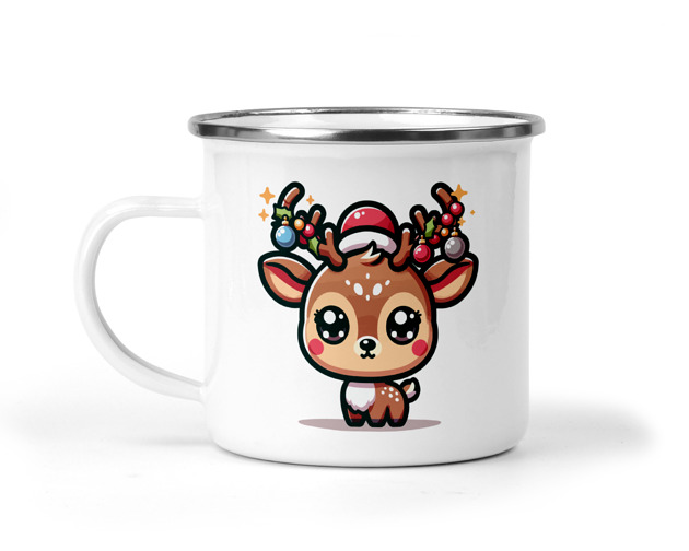 kubki Świąteczny kubek metalowy słodki renifer