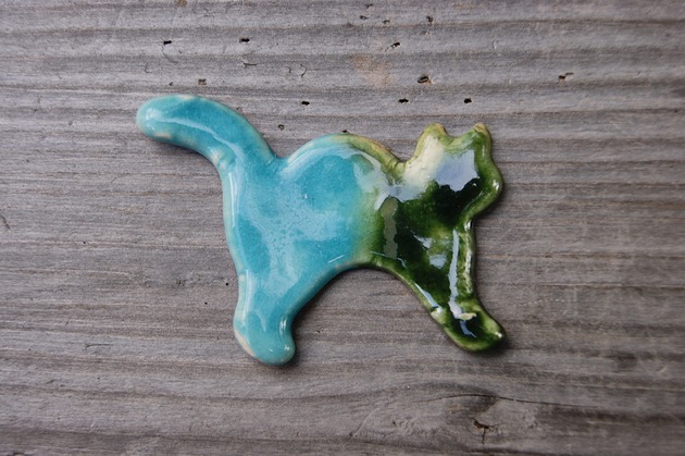 magnesy Ceramiczny magnes kot turkusowo-zielony